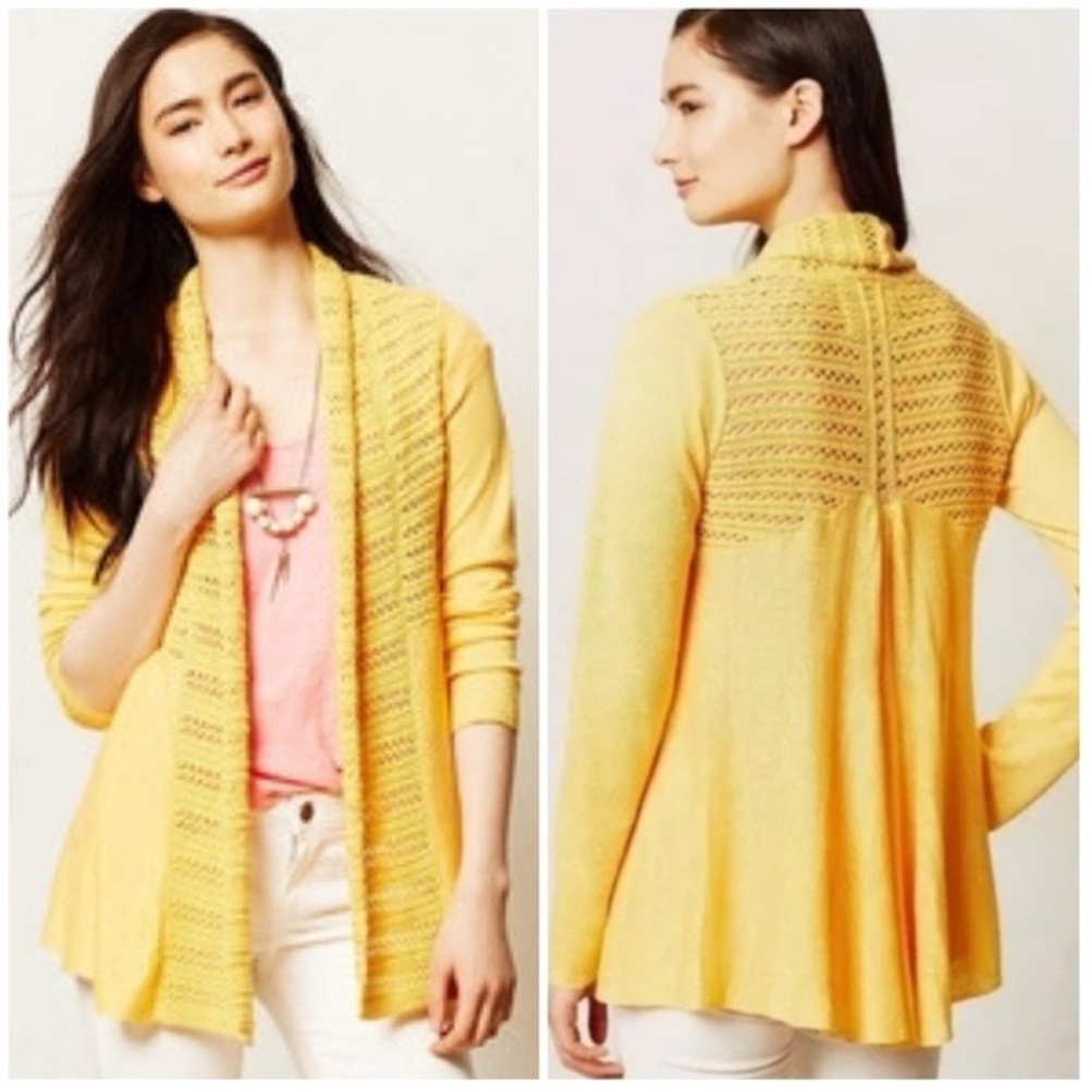 Anthropologie Yellow Crochet Cardigan